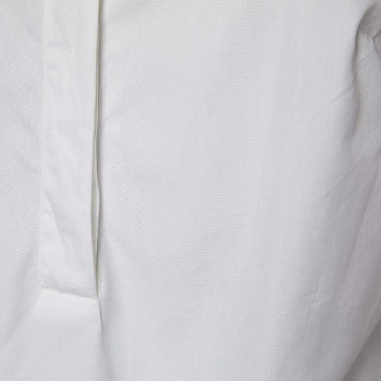 Pre Owned Giambattista Valli White Cotton Lace Detail Ruffle Sleeveless Top XS