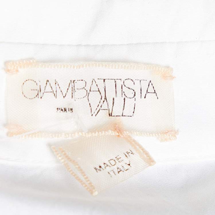 Pre Owned Giambattista Valli White Cotton Lace Detail Ruffle Sleeveless Top XS