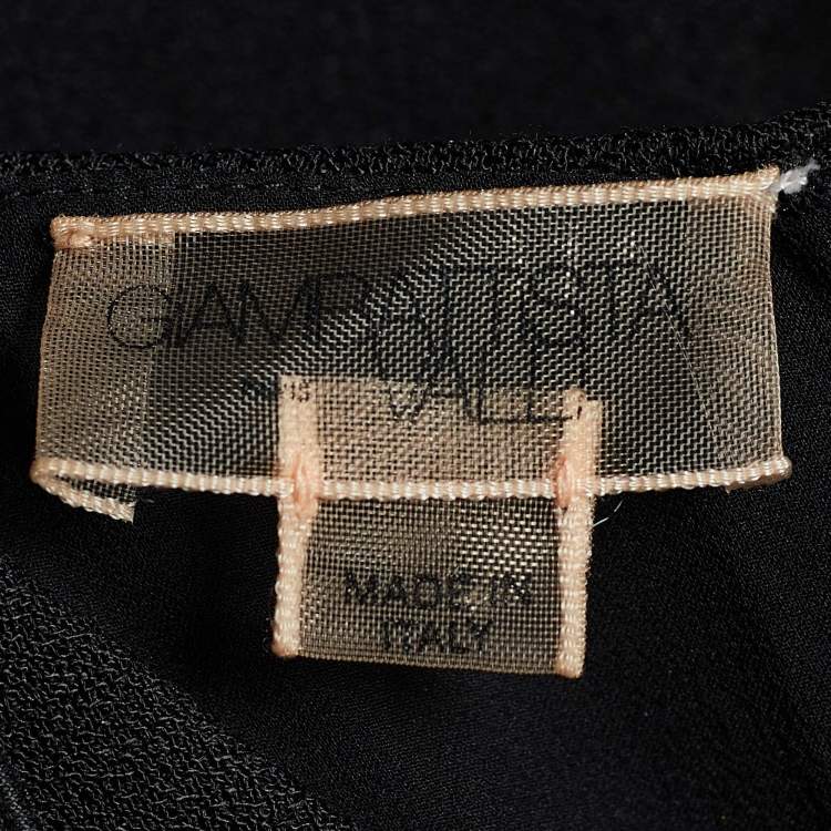 Pre Owned Giambattista Valli Black Crepe Racer Crop Top M