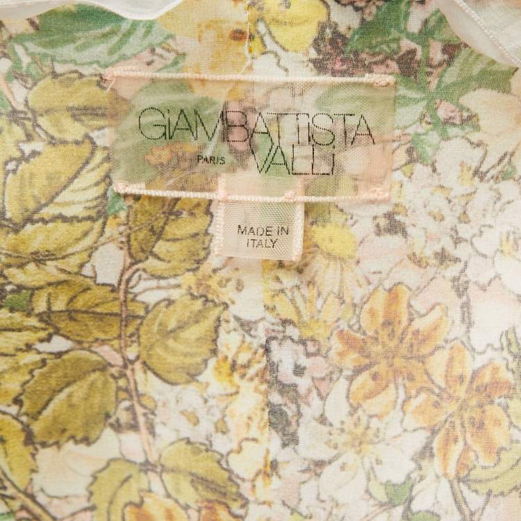 Pre Owned Giambattista Valli Pink Floral Printed Silk Lace Detail Strapless Maxi Dress S