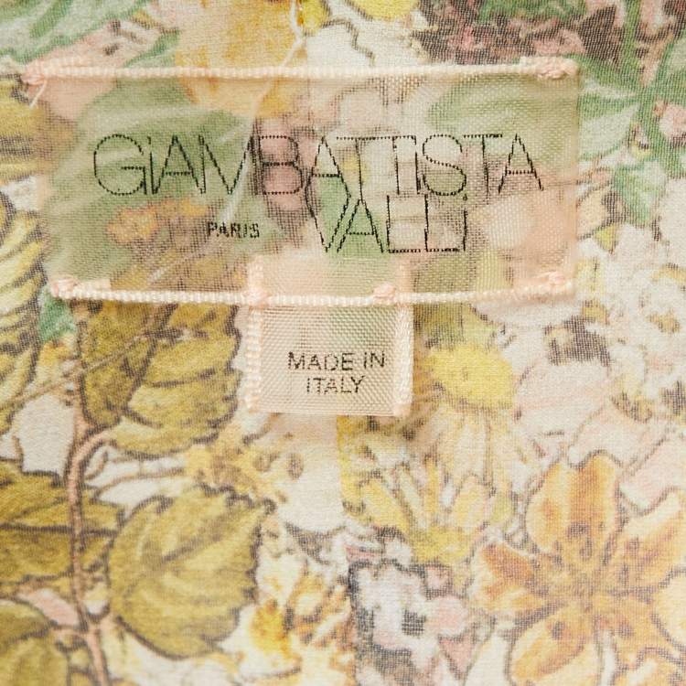Pre Owned Giambattista Valli Pink Floral Printed Silk Lace Detail Strapless Maxi Dress S