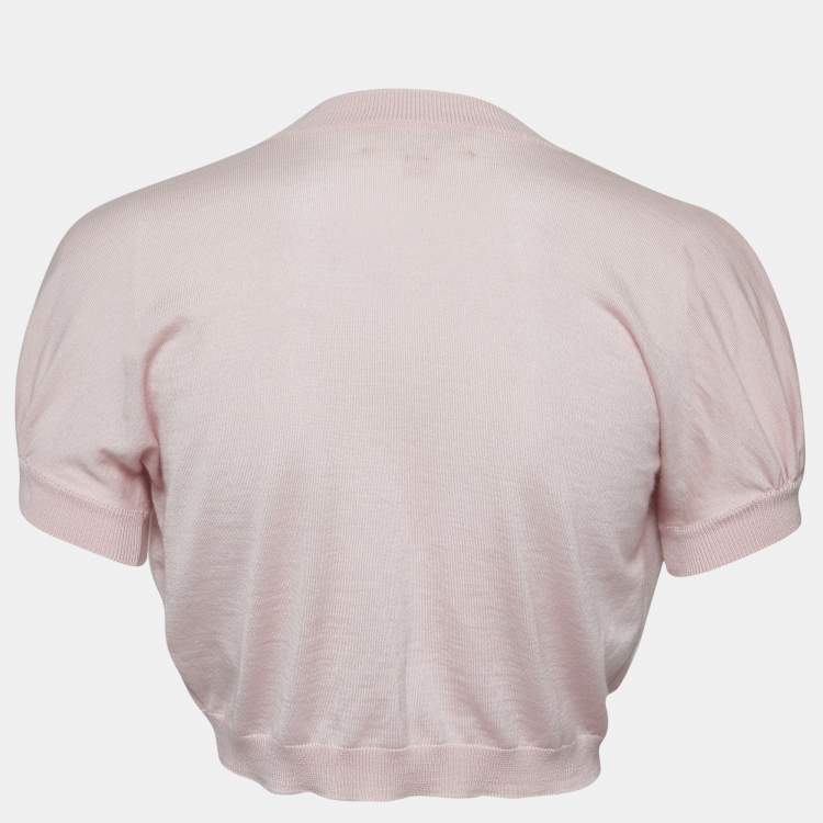 Pre Owned Giambattista Valli Pink Cashmere Cropped Shrug M