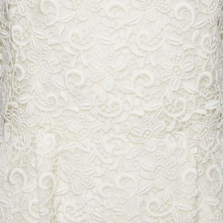 Pre Owned Giambattista Valli White Lace Sleeveless Jumpsuit M