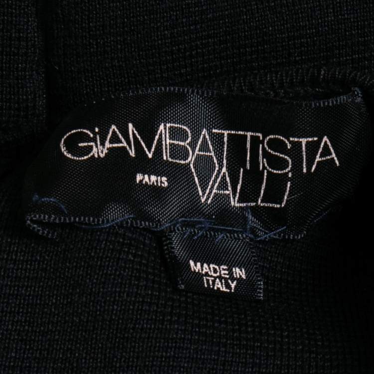 Pre Owned Giambattista Valli Black/Cream Wool Mini Peplum Dress L