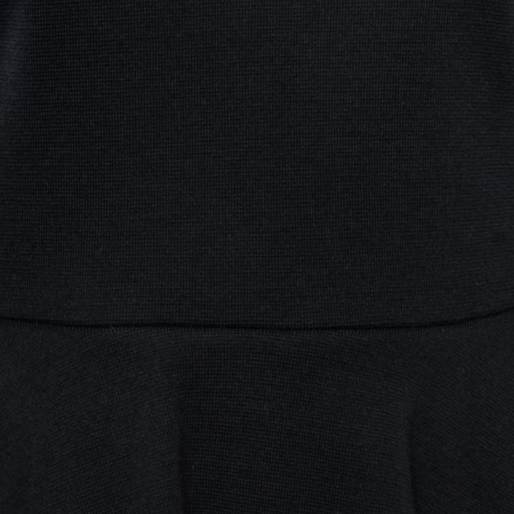 Pre Owned Giambattista Valli Black/Cream Wool Mini Peplum Dress L