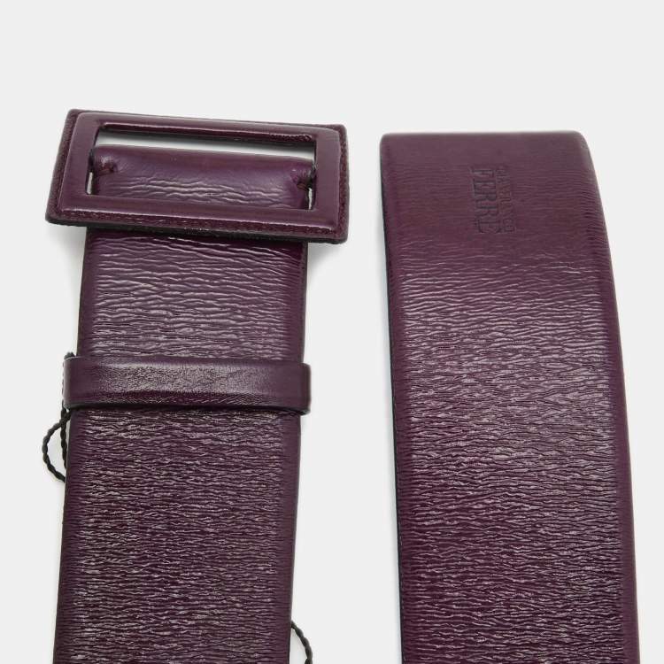 Pre Owned Gianfranco Ferre Purple Glossy Leather Buckle Wide Belt 90CM
