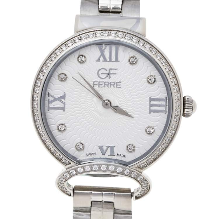 Pre Owned GF Ferre Silver Stainless Steel GFSS6800 Women's Wristwatch 32 mm