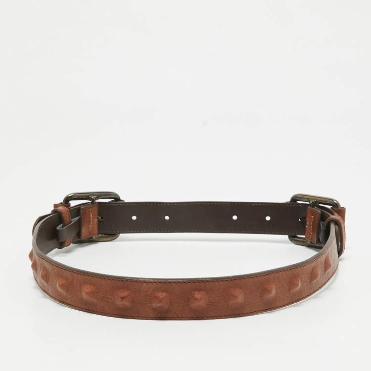 Pre Owned Gianfranco Ferre Brown Leather Adjustable Buckle Belt 70CM