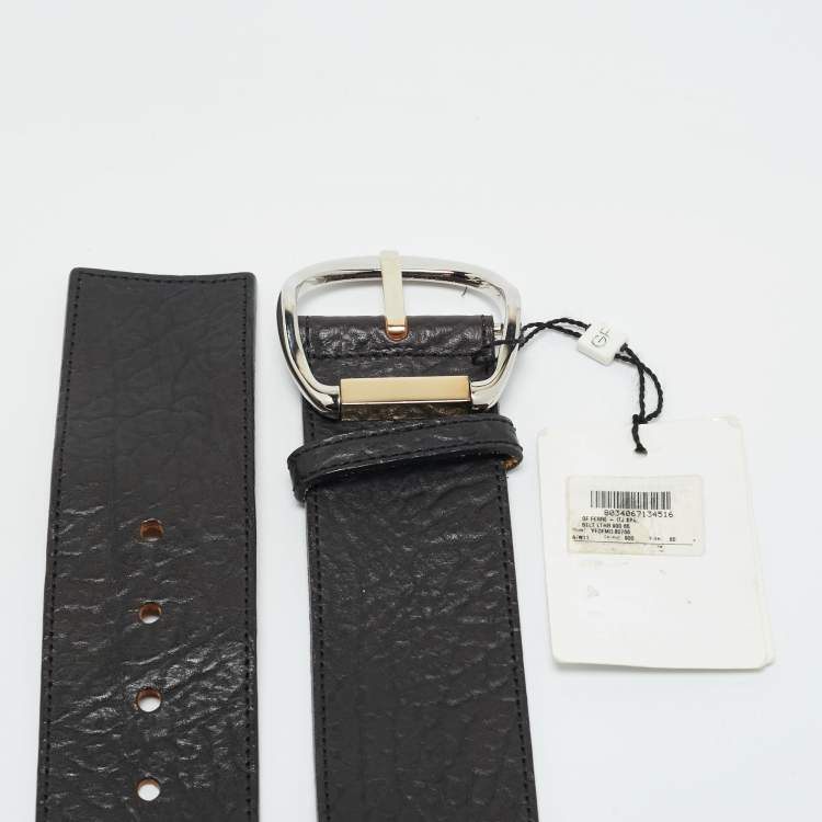 Pre Owned Gianfranco Ferre Black Leather Wide Buckle Belt 65CM