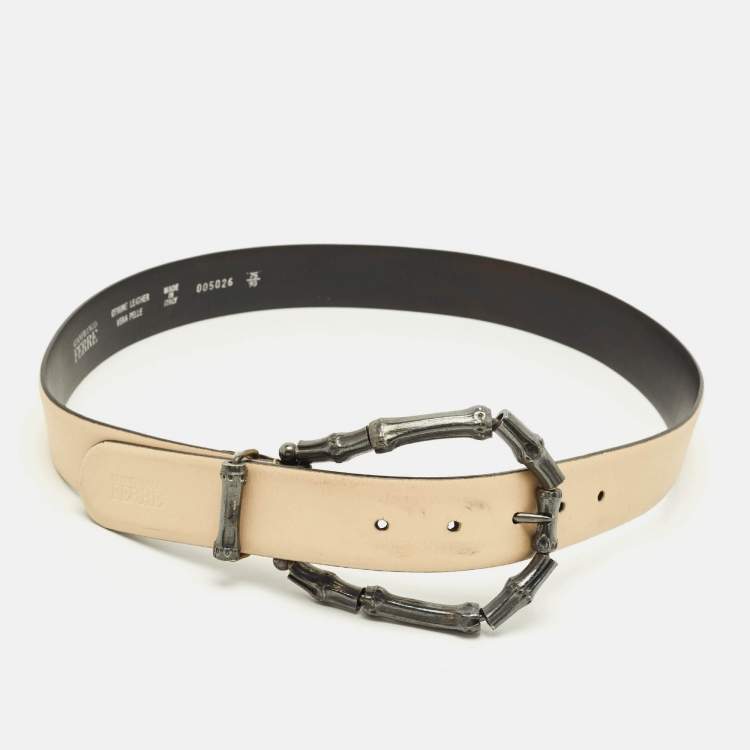 مملوكة مسب قًا Gianfranco Ferre Metal Bamboo 90CM Buckle Belt Cream Leather