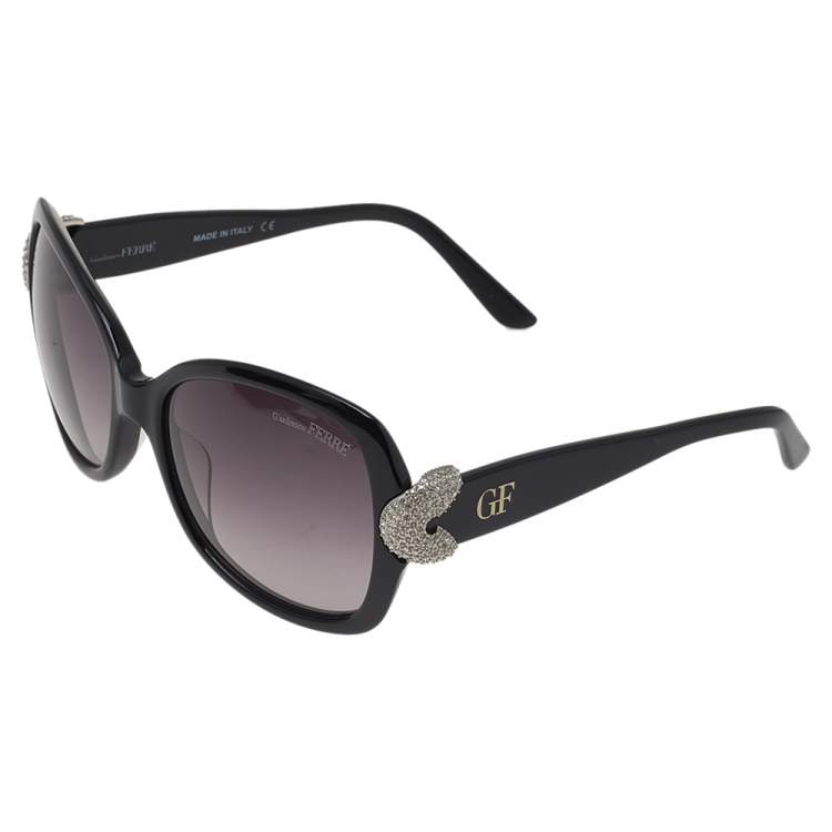 مملوكة مسبقًا Gianfranco Ferre Black GF974-02 Crystal Embellished Gradient Square Sunglasses 