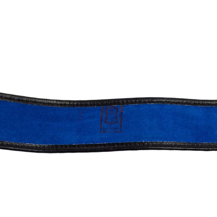 Pre Owned Gianfranco Ferre Black/White Textured Leather Buckle Waist Belt 