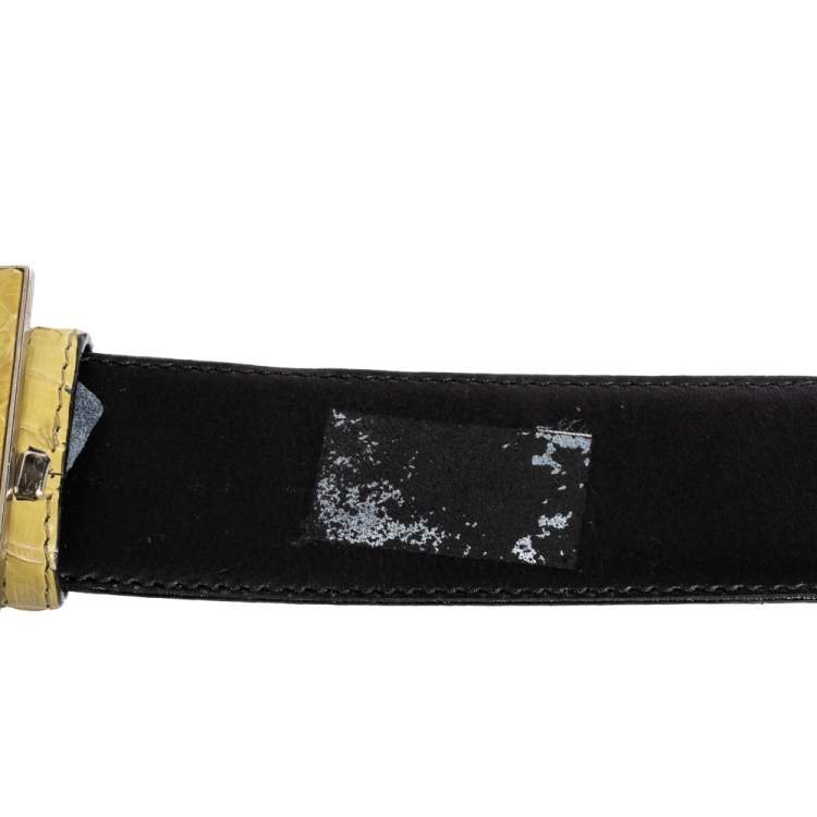 Pre Owned Gianfranco Ferre Light Yellow Python Buckle Belt