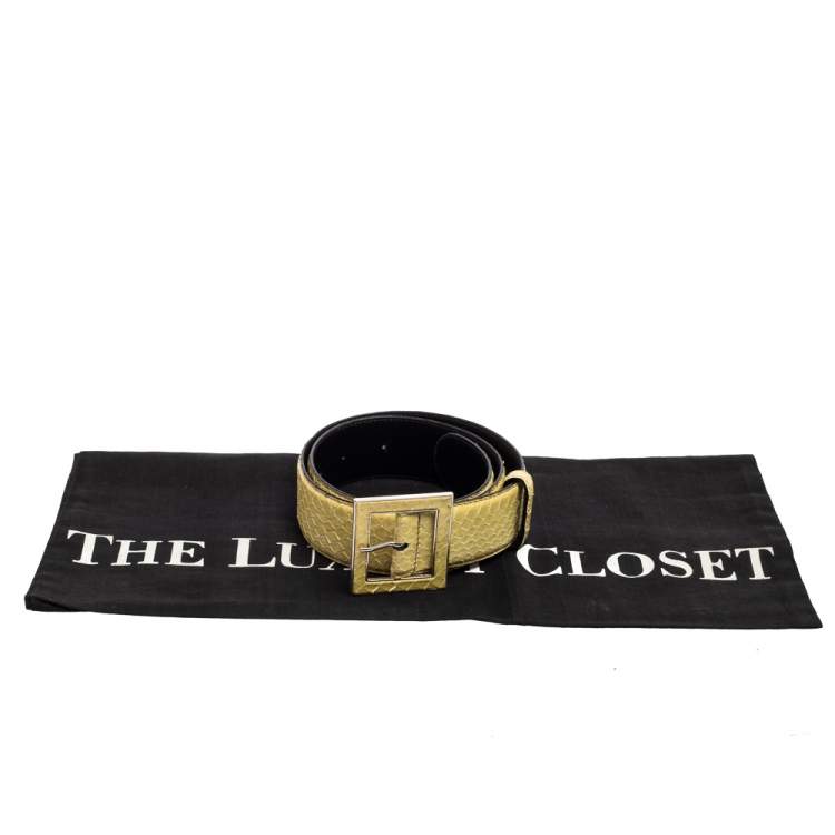 Pre Owned Gianfranco Ferre Light Yellow Python Buckle Belt