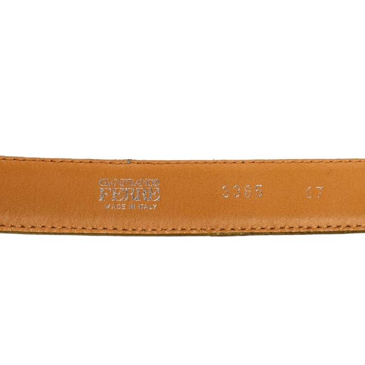 Pre Owned Gianfranco Ferre Mint Green Croc Embossed Leather Buckle Belt