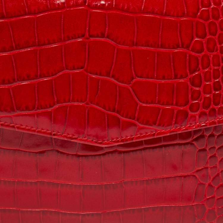 Pre Owned Gianfranco Ferre Red Alligator Envelope Flap Travel Organizer