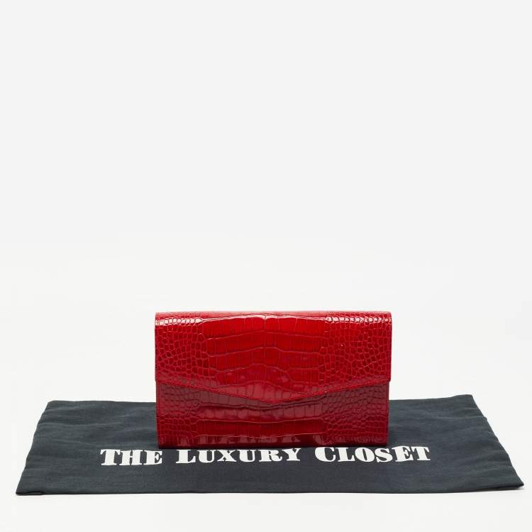 Pre Owned Gianfranco Ferre Red Alligator Envelope Flap Travel Organizer