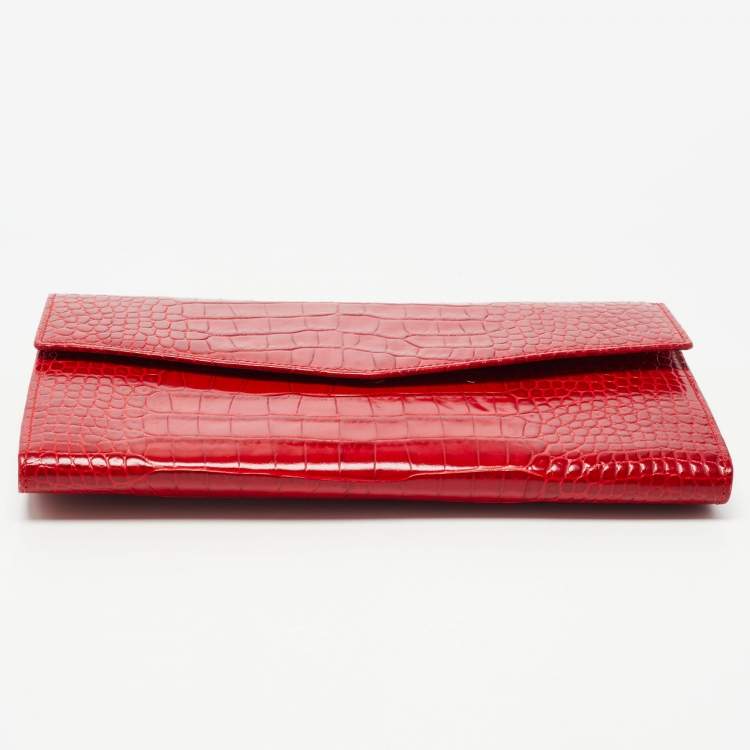 Pre Owned Gianfranco Ferre Red Alligator Envelope Flap Travel Organizer