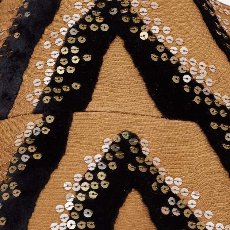 Pre Owned Gianfranco Ferre Multicolor Zebra Effect Sequins Detail Corset Belt