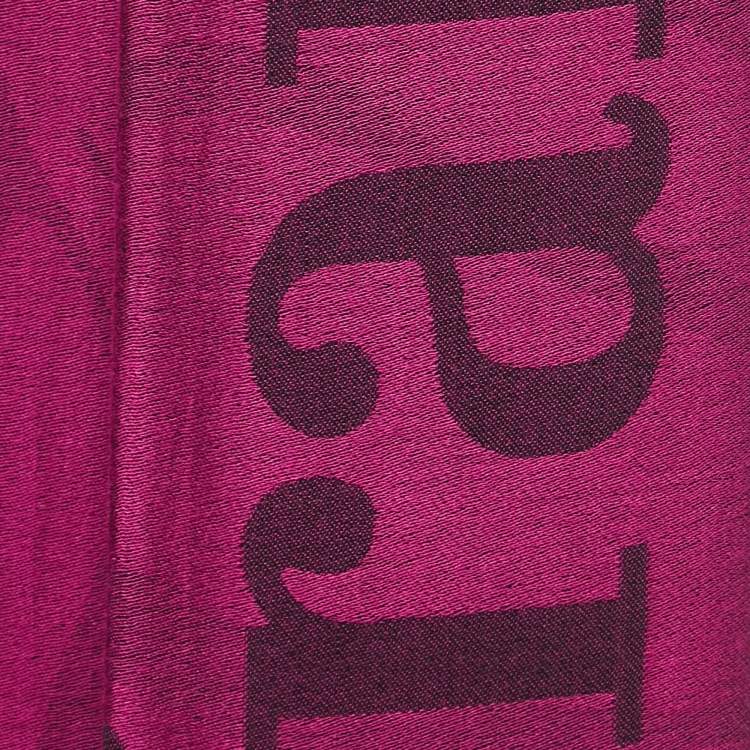 Pre Owned Gianfranco Ferre Purple Logo Pattern Wool Blend Scarf