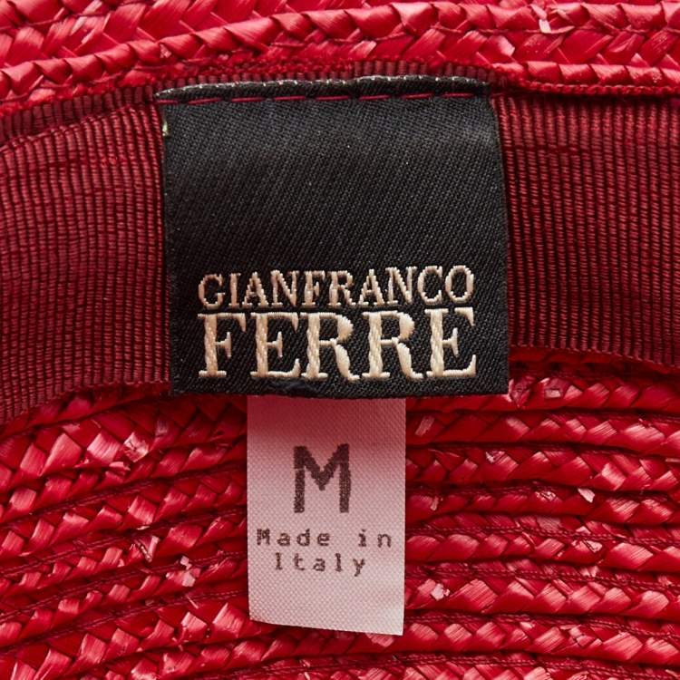 Pre Owned Gianfranco Ferre Vintage Pink Straw Hat M