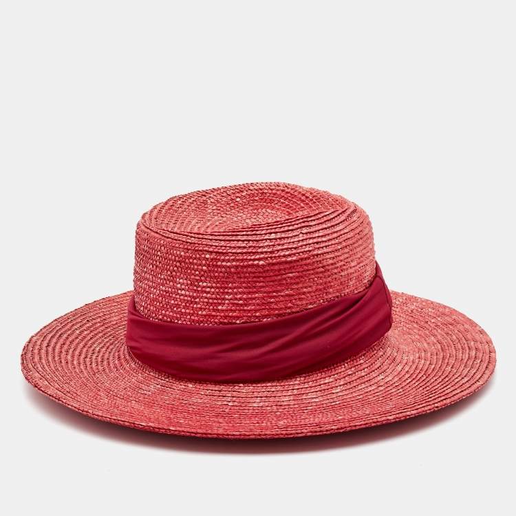 Pre Owned Gianfranco Ferre Vintage Pink Straw Hat M