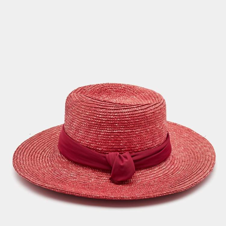 Pre Owned Gianfranco Ferre Vintage Pink Straw Hat M