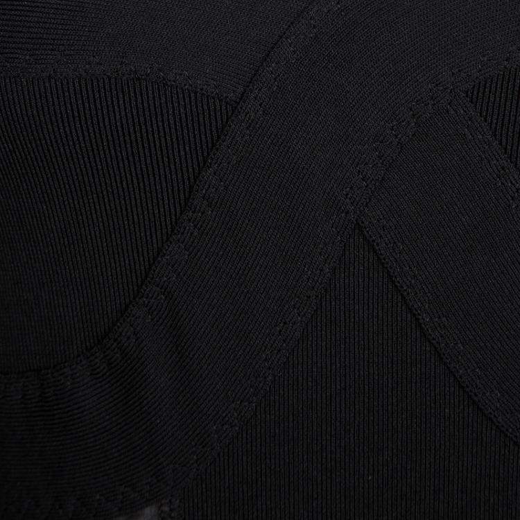 Pre Owned Gianfranco Ferre Black Knit Criss Cross Eyelet Detail Bodycon Dress M