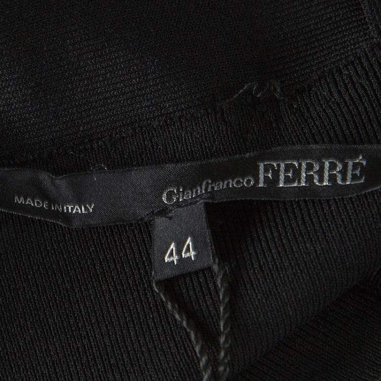 Pre Owned Gianfranco Ferre Black Knit Criss Cross Eyelet Detail Bodycon Dress M