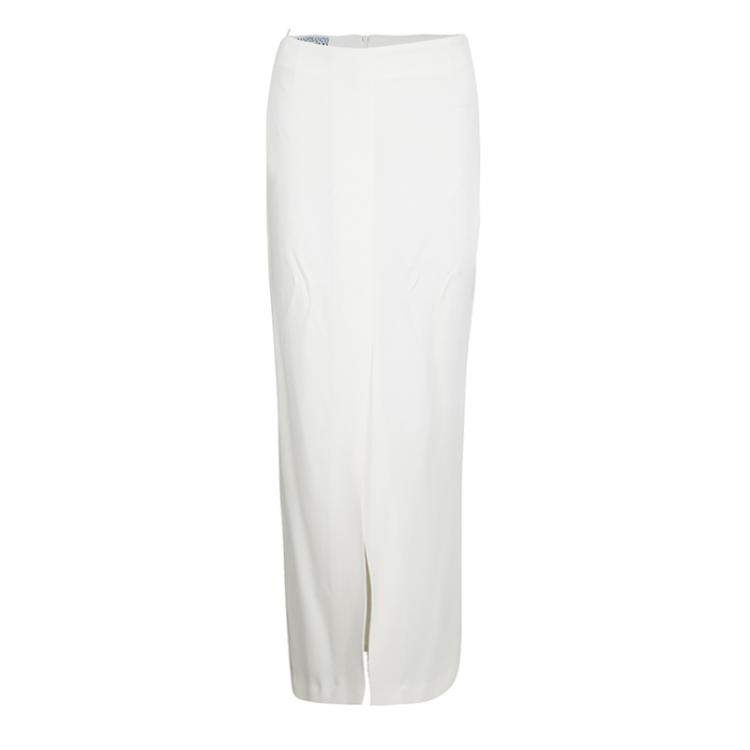 Pre Owned Gianfranco Ferre Cream Cutout Back Detail Blazer and Maxi Skirt Suit S