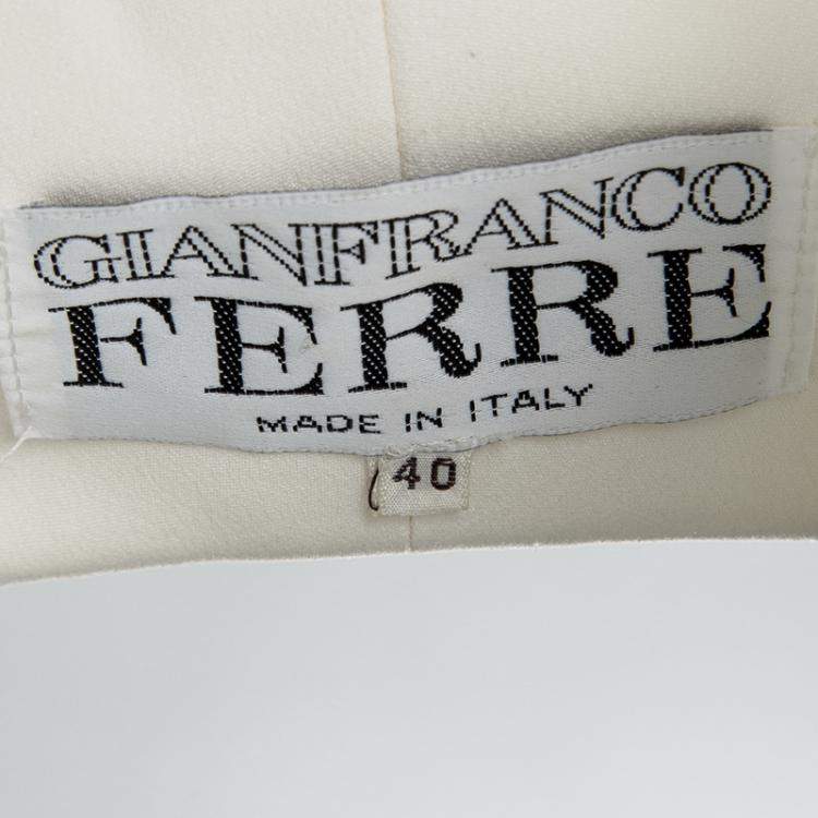 Pre Owned Gianfranco Ferre Cream Cutout Back Detail Blazer and Maxi Skirt Suit S