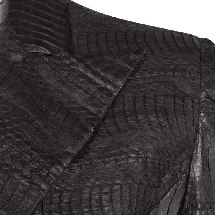 Pre Owned Gianfranco Ferre Brown Grass Snake Leather Jacket S