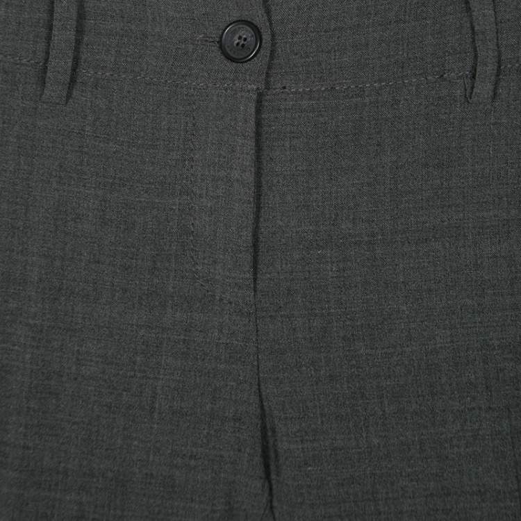 Pre Owned GF Ferre Grey Pintuck Stitch Detail Straight Fit Trousers S