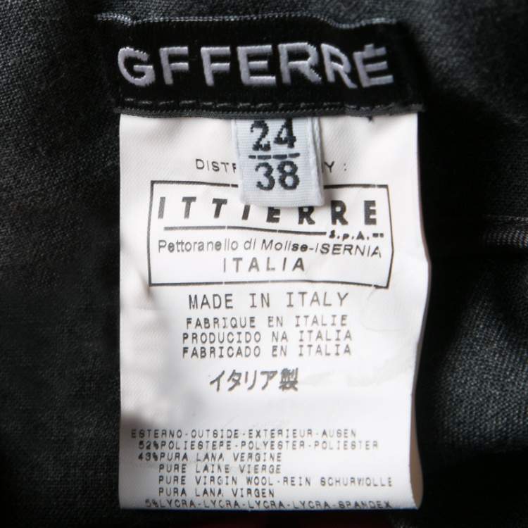 Pre Owned GF Ferre Grey Pintuck Stitch Detail Straight Fit Trousers S