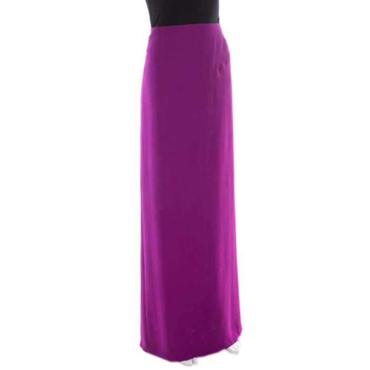 Pre Owned Gianfranco Ferre Purple Crepe Maxi Skirt L