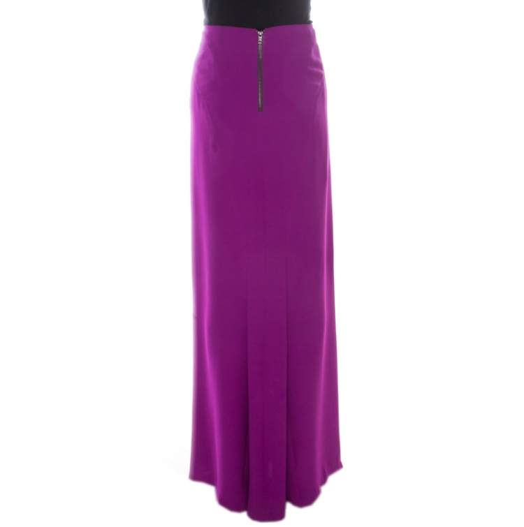 Pre Owned Gianfranco Ferre Purple Crepe Maxi Skirt L