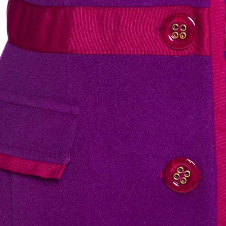 Pre Owned GF Ferre Purple Wool Button Front Long Coat S
