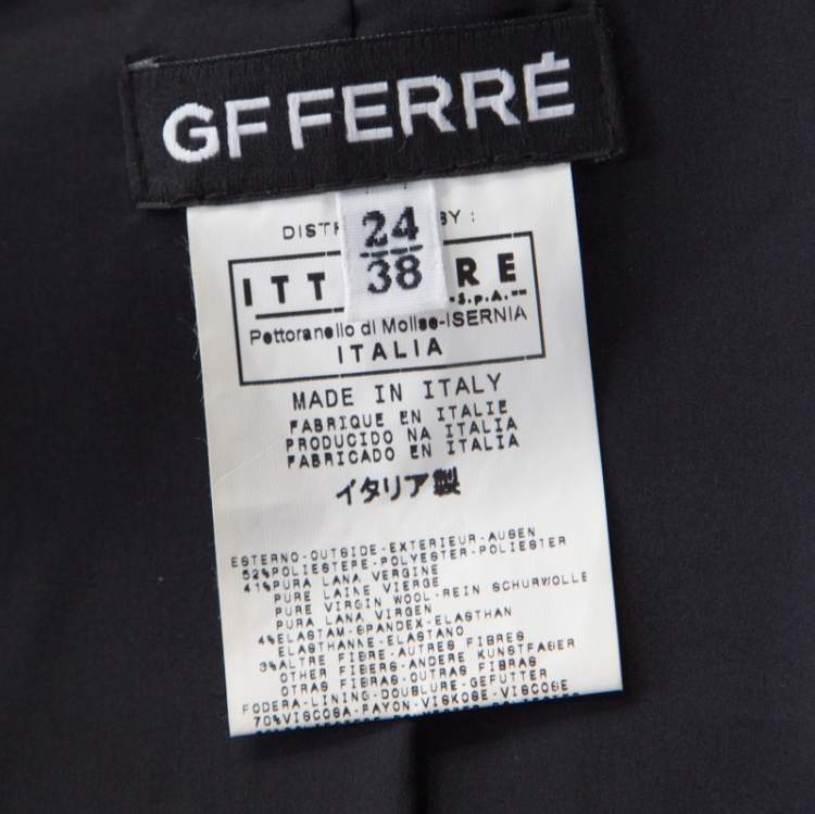 Pre Owned Gianfranco Ferre Black Wool Blend Pin Stripe Suit S