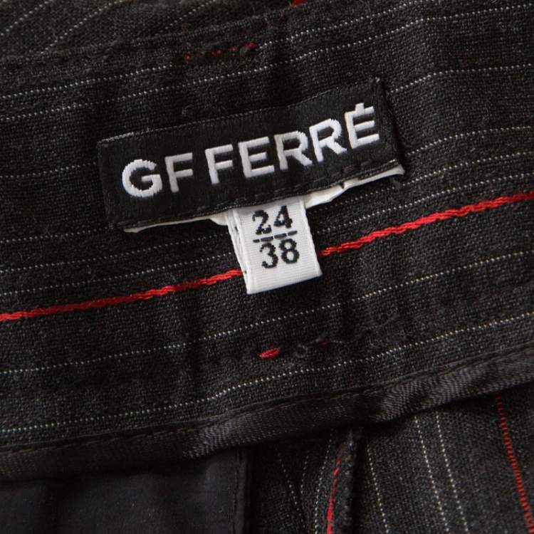 Pre Owned Gianfranco Ferre Black Wool Blend Pin Stripe Suit S