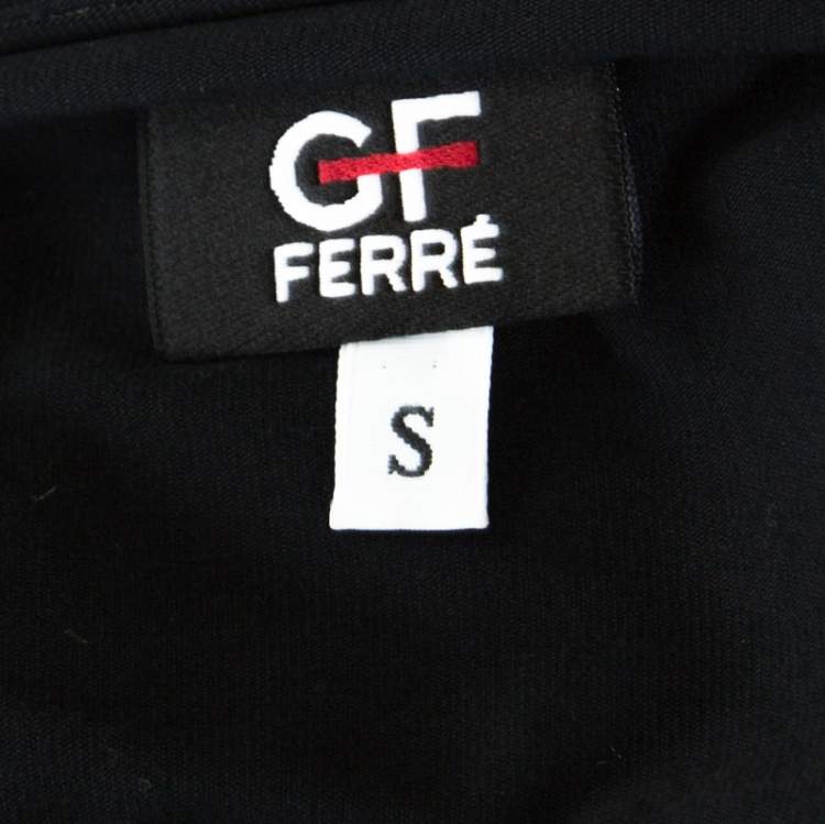 Pre Owned GF Ferre Black Panther Print Jersey Scoop Neck Top S