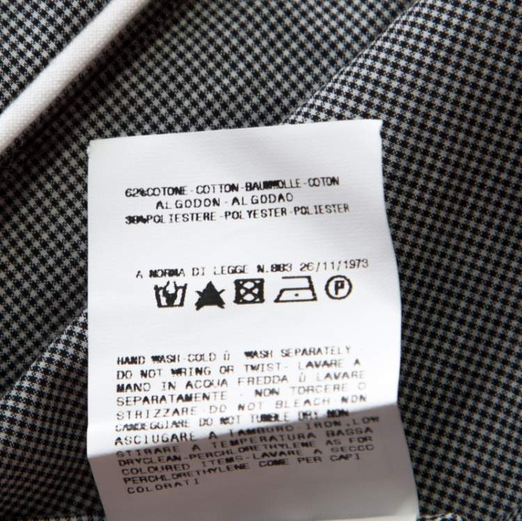 Pre Owned GF Ferre Grey Cotton Gingham Checked Bow Detail Blouse XS 