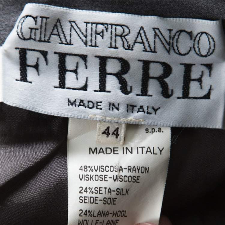Pre Owned Gianfranco Ferre Grey Wool & Silk Blend Maxi Skirt M