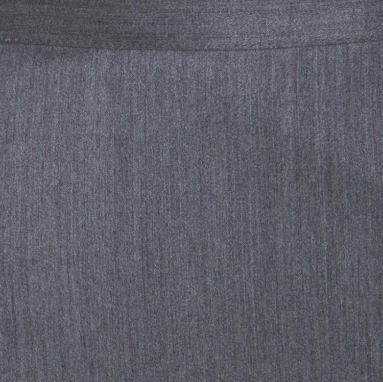Pre Owned Gianfranco Ferre Grey Wool & Silk Blend Maxi Skirt M