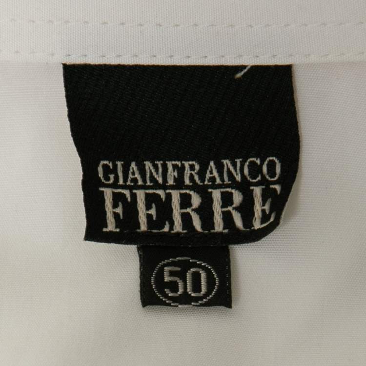 Pre Owned Gianfranco Ferre Off White Cotton Tassel Detail Button Front Shirt XL
