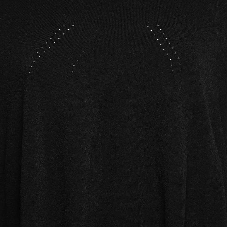 Pre Owned Gianfranco Ferre Vintage Black Knit Tassel-Detailed Sweater Poncho L