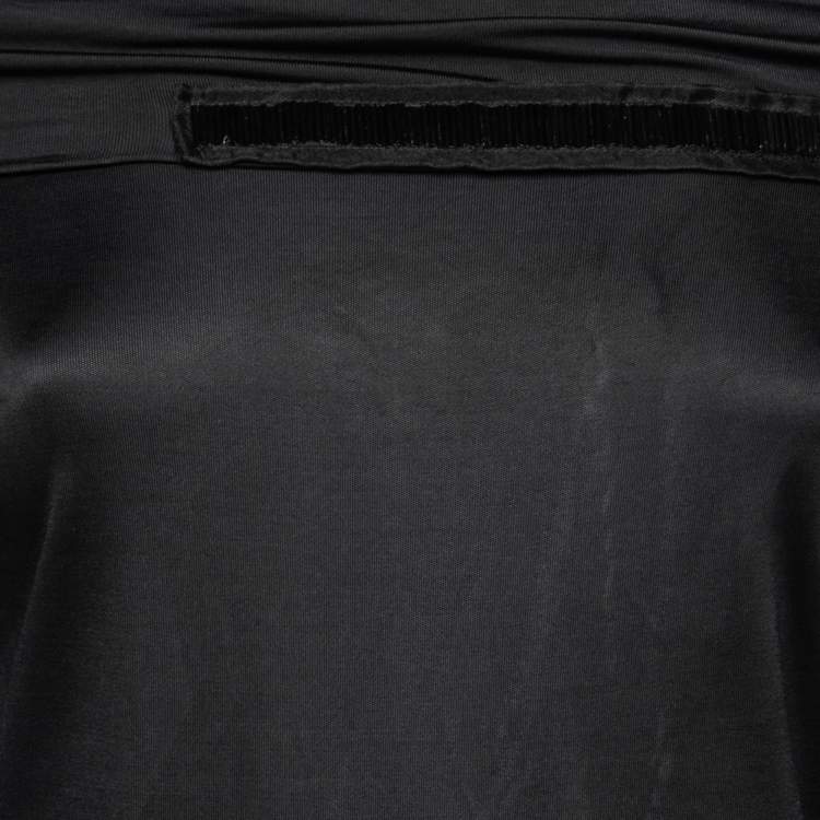 Pre Owned Gianfranco Ferre Black Jersey & Silk Cut-Out Back Belted Dress M