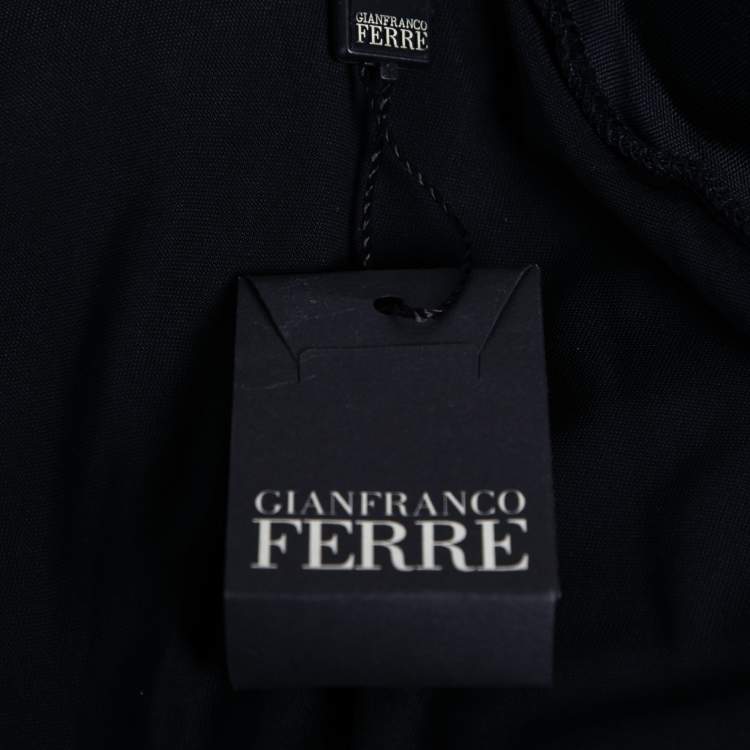 Pre Owned Gianfranco Ferre Black Jersey & Silk Cut-Out Back Belted Dress M