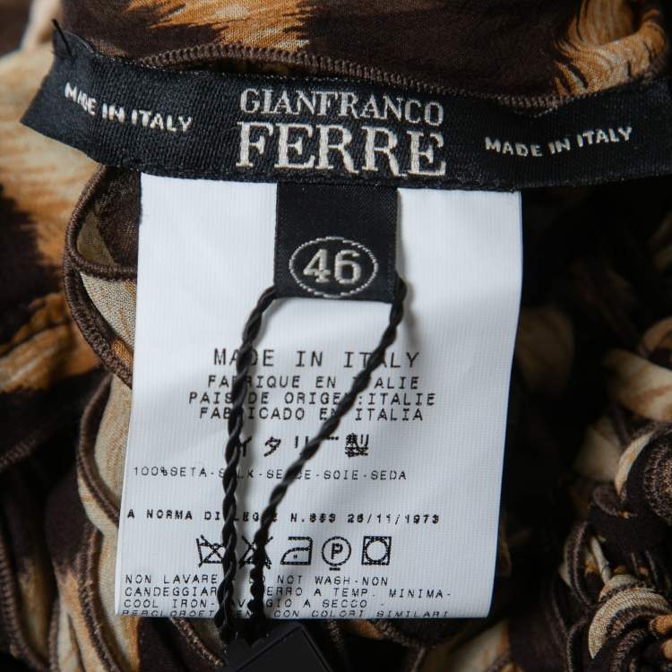 Pre Owned Gianfranco Ferre Animal Print Silk Tie Detail Cut-Out Strapless Top L