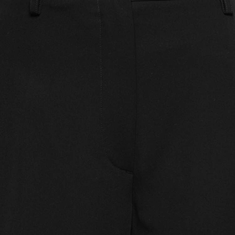Pre Owned Gianfranco Ferre Vintage Black Wool-Crepe Wide Leg Pants L