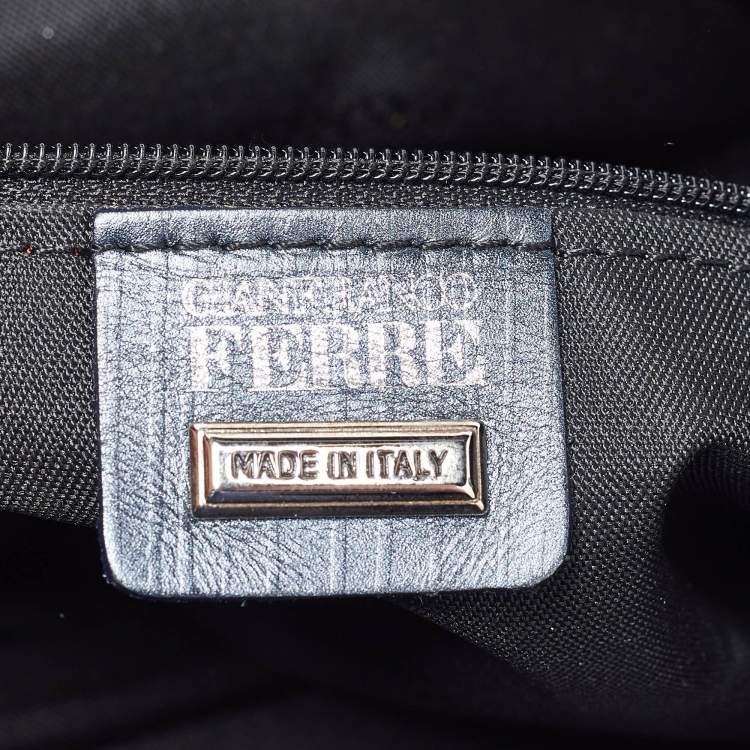 Pre Owned Gianfranco Ferre Metallic Blue Leather Chain Hobo